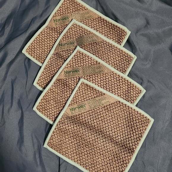 Norwex Counter Cloth Napkins, Mushroom with Sea Mist Trim, Set of 4 - Picture 3 of 3